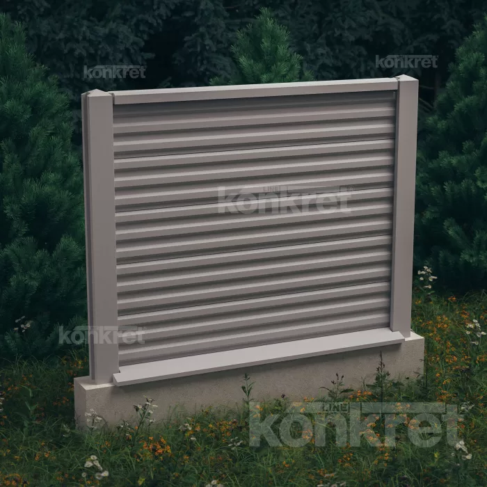 Betónový plot Liner (KM100), výška 150 cm, sivý (štandardný)