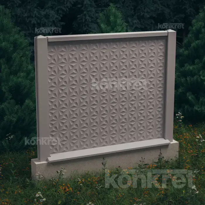 Betónový plot Flower (KM200), výška 150 cm, sivý (štandardný)