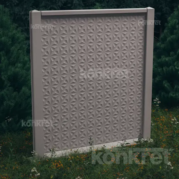 Betónový plot Flower (KM200), výška 210 cm, sivý (štandardný)