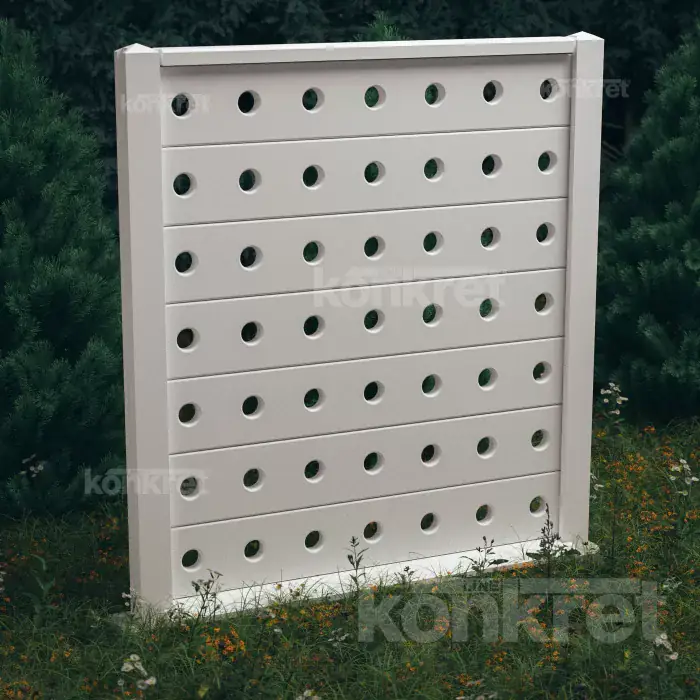 Betónový plot Lights (KV202), výška 210 cm, biely (prémiový)