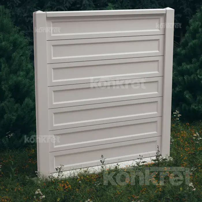 Betónový plot Smooth-Rebated (KS900), výška 210 cm, biely (prémiový)