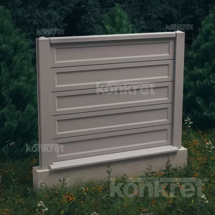 Betónový plot Smooth-Rebated (KS900), výška 150 cm, sivý (štandardný)