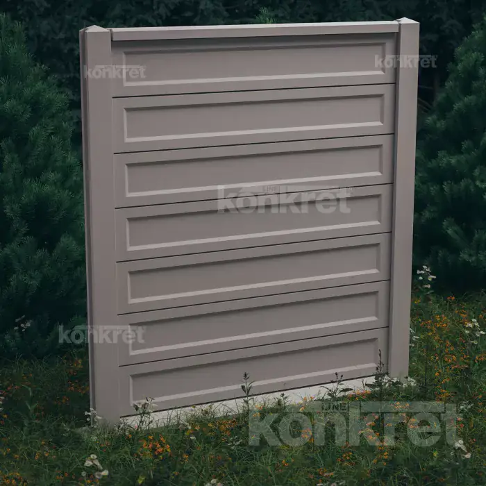 Betónový plot Smooth-Rebated (KS900), výška 210 cm, sivý (štandardný)
