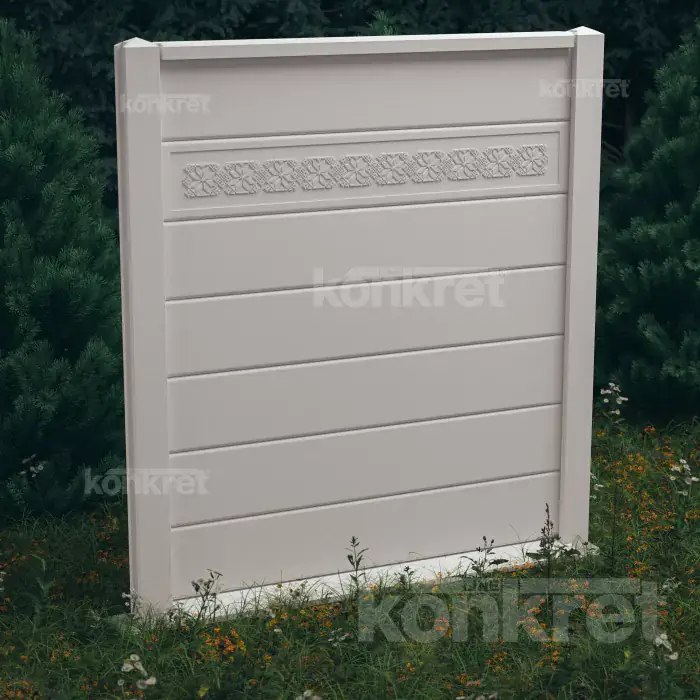 Betónový plot Traditional (KV111), výška 210 cm, biely (prémiový)